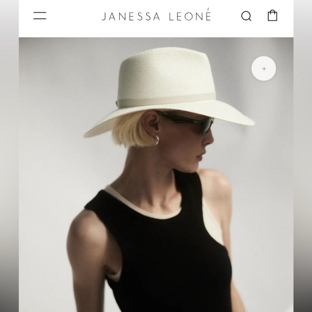 Janessa Leone packable Sherman White Woven Hat